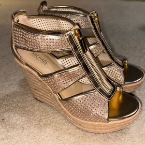 Michael Kors Gold Wedge Sandals